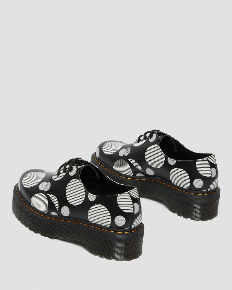 Black Women's Dr Martens 1461 Polka Dot Smooth Leather Platform Shoes | CA 387HAP